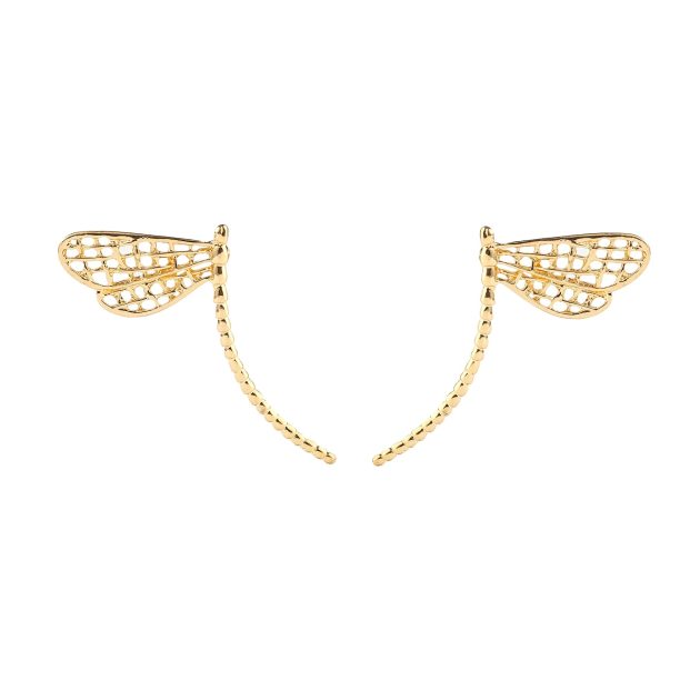 Metallic Dragon Fly Gold Earring - Image 2
